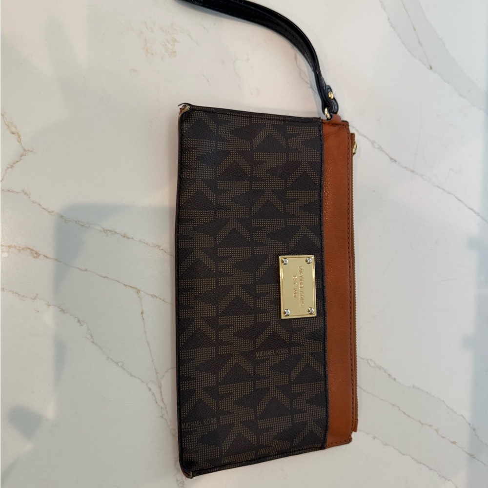 Michael Kors Signature Brown and Tan Clutch